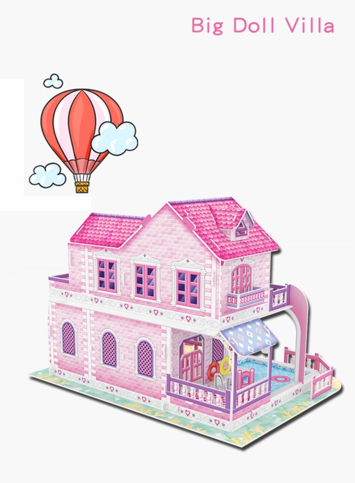 Assembled Building Block Model, Dollhouse Toys Castle Family Diy Cottage Early Education Children Intelligence Assembling Model 3D Stereo Puzzle Toy - Image 2