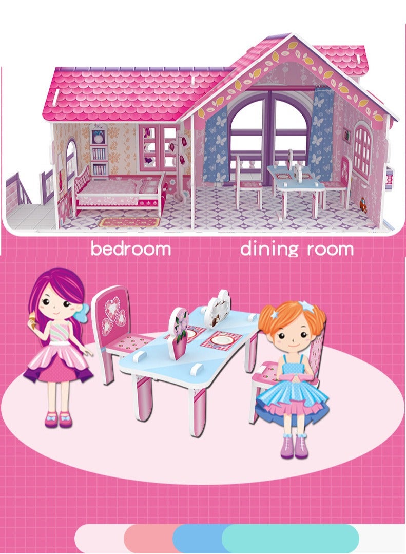 Assembled Building Block Model, Dollhouse Toys Castle Family Diy Cottage Early Education Children Intelligence Assembling Model 3D Stereo Puzzle Toy - Image 3