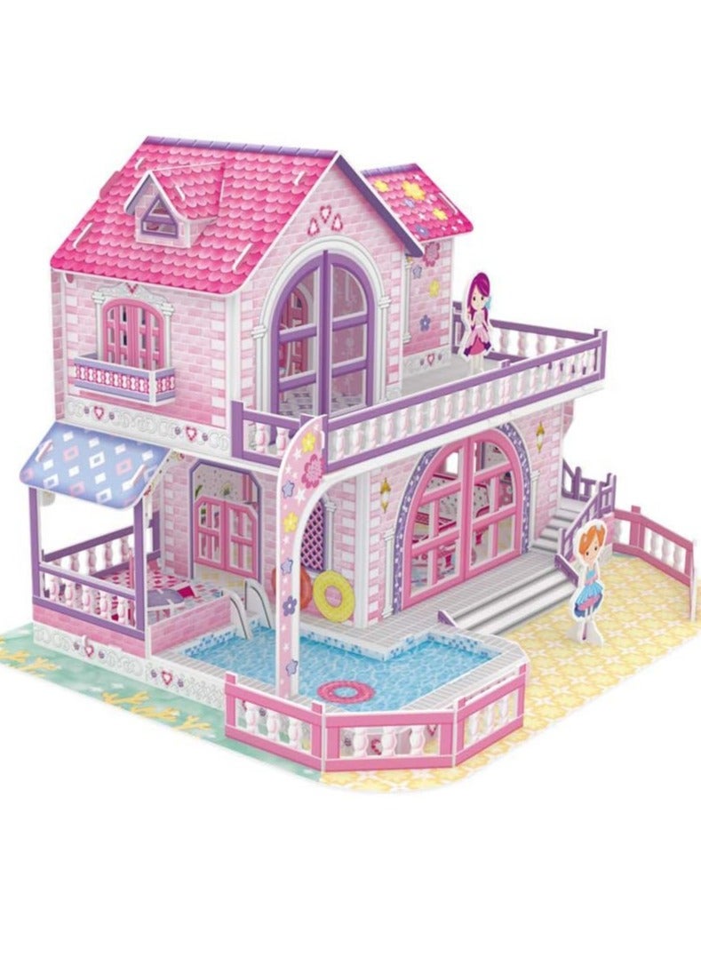 Assembled Building Block Model, Dollhouse Toys Castle Family Diy Cottage Early Education Children Intelligence Assembling Model 3D Stereo Puzzle Toy - Image 4