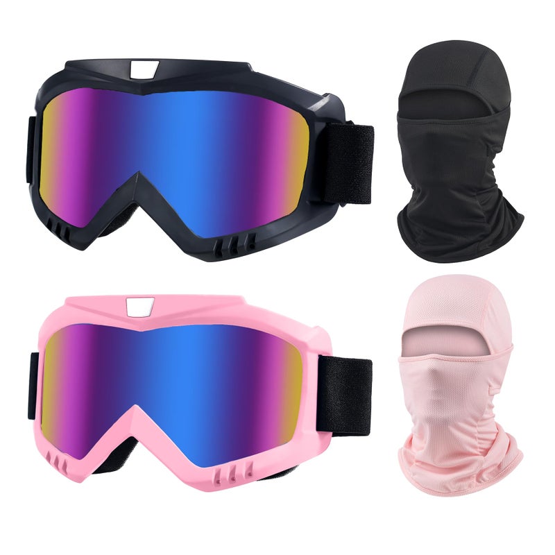 LJDJ Dirt Bike Goggles, 2 Pack ATV Off-Road Riding Motorcycle Motocross Glasses with Sun UV Protection Balaclava Full Face Cover for Youth, Teens, Men & Women - Image 1