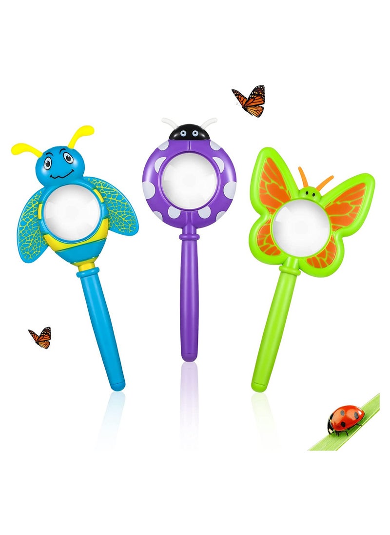 KASTWAVE - Magnifying Glass for Kids Insect Magnifying Glass Toy Handheld Magnifier with Shatterproof Lens Butterfly Bee Ladybug Handheld Magnifier for Boys and Girls Gift 3PCS - Image 1