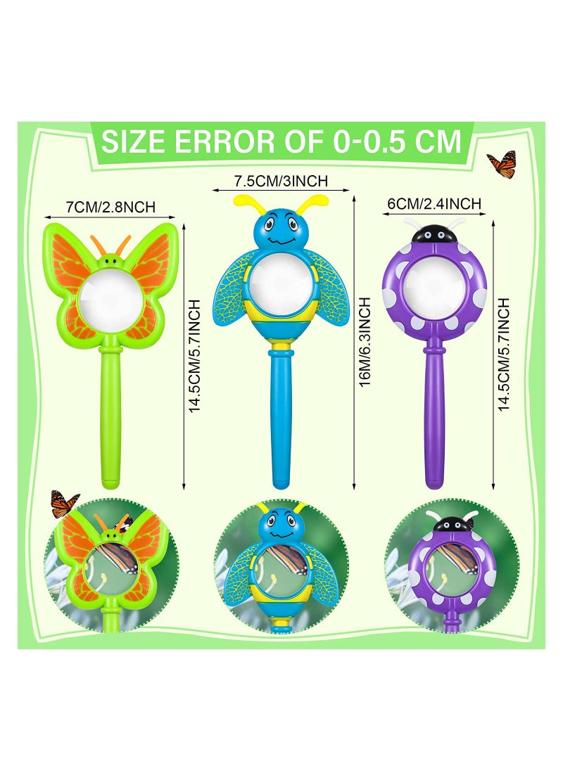 KASTWAVE - Magnifying Glass for Kids Insect Magnifying Glass Toy Handheld Magnifier with Shatterproof Lens Butterfly Bee Ladybug Handheld Magnifier for Boys and Girls Gift 3PCS - Image 1