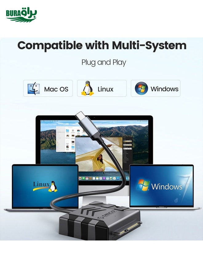 BURAQ - ORICO UTS1 Type-C / USB-C USB 3.0 2.5-inch SATA HDD Adapter with 12V 2A Power Adapter, Cable Length:0.3m(AU Plug) - Image 1