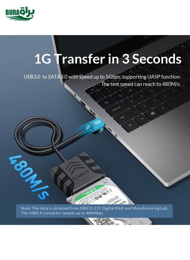 BURAQ - ORICO UTS1 Type-C / USB-C USB 3.0 2.5-inch SATA HDD Adapter with 12V 2A Power Adapter, Cable Length:0.3m(AU Plug) - Image 1