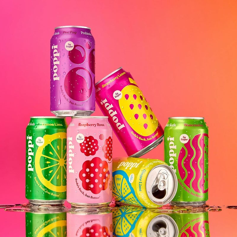 Poppi عبوة متنوعة من مشروبات بوبّي الفوّارة البروبيوتيك مع خل التفاح - 12 أونصة سائلة (عبوة من 12) - Image 3
