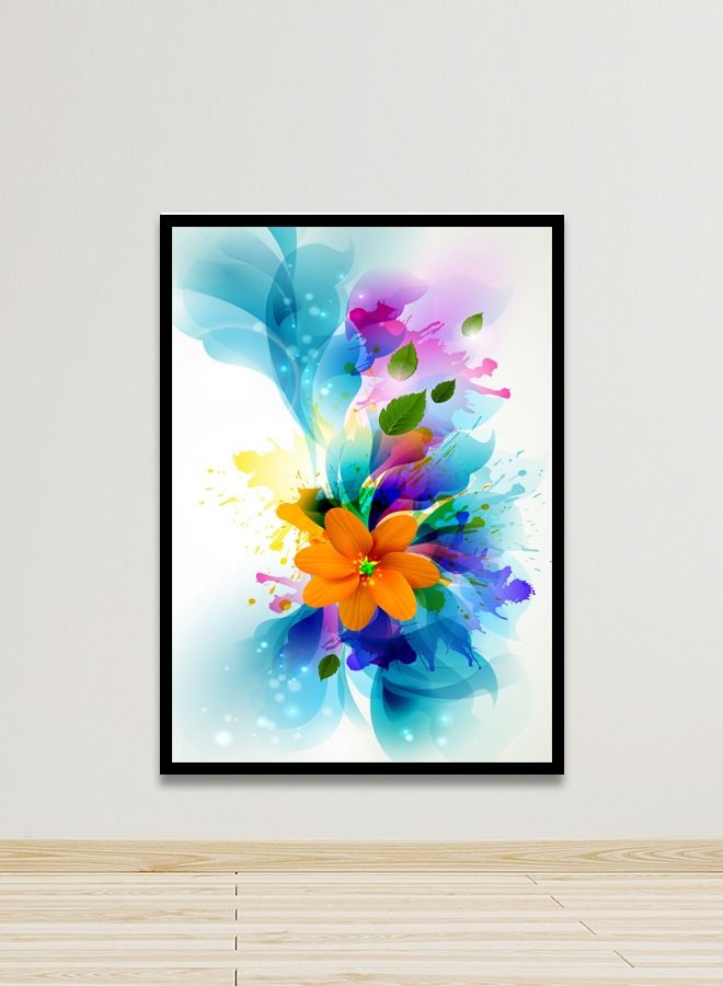 ماركتنا لوحة جدارية قماشية فنية لتزيين الحائط بتصميم ورود  مع برواز اسود مجوف مقاس 120x80سم قطعة واحدة - Image 1