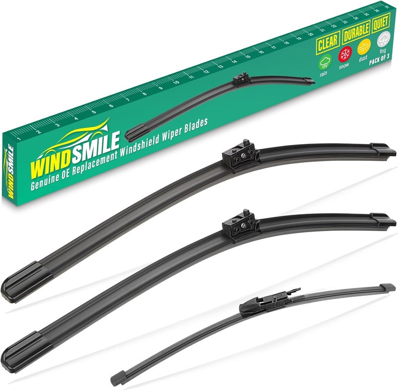 WINDSMILE 24" 19" 12" Windshield Wiper Blades Replacement for Mercedes Benz GLA250 GLA45 AMG 2016 2017 2018 2019 2020 GLA 250 45 AMG Premium All Weather Front Rear Wipers Set - OEM Quality (Pack of 3) - Image 1