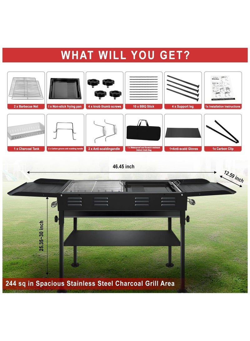 والالا شوايات الفحم المحمولة للشواء في الهواء الطلق سيخ مطوية التخييم الشواء كابوب شواء للحديقة الفناء الخلفي حفلة نزهة السفر الطبخ في الهواء الطلق - Image 3