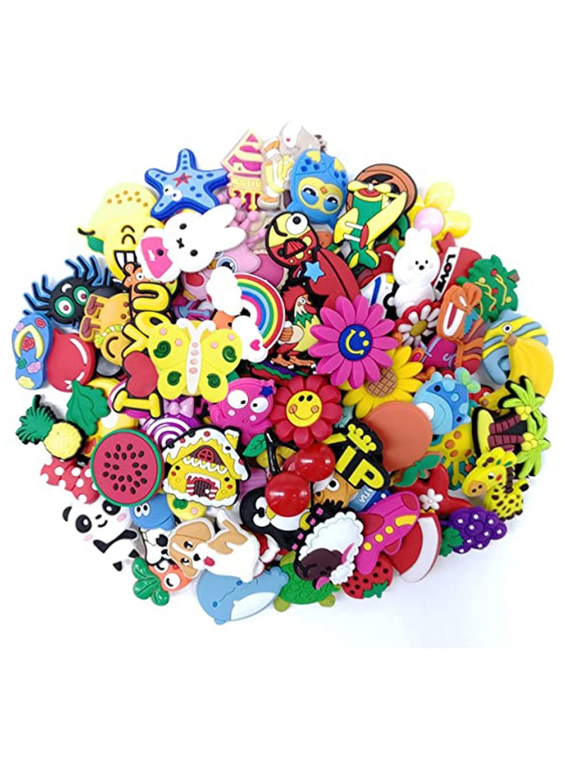 KASTWAVE Shoe Charms 100 pcs Shoe Charms Fit for Shoes and Wristband Bracelet Decoration Different Shape Charms Party Gift Fit Wristband for Kids and Teens Unisex Adult Party Favor Random - Image 1