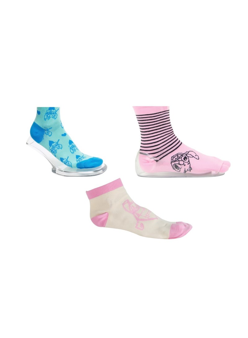 ليلو آند ستيتش 3 أزواج | جوارب كاحل مخيطة 78% قطن | 18% بوليستر | 4% إيلاستين - Image 1