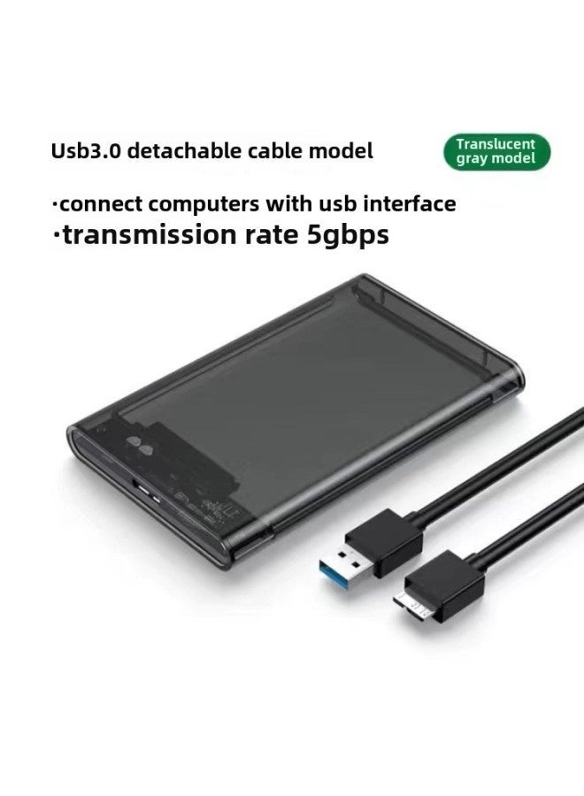 2.5 Inch Mobile Hard Disk Box USB3.0 Serial Port Solid State Mechanical Notebook To SATA-Color:3.0 Transparent Gray - Image 1