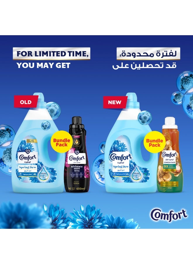 Comfort Spring Dew Dilute Fabric Softner 4L + Concentrate Lily Musk & Caramel 650ml Combo 4L + 650ml - Image 2