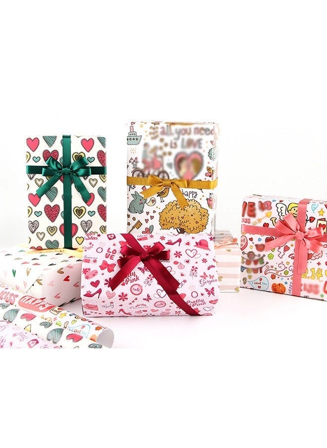 6 Sheets Gift Wrapping Paper Birthday Wrapping Paper for Couple Gift Set Size 70cmX50cm Multicolour - Image 1