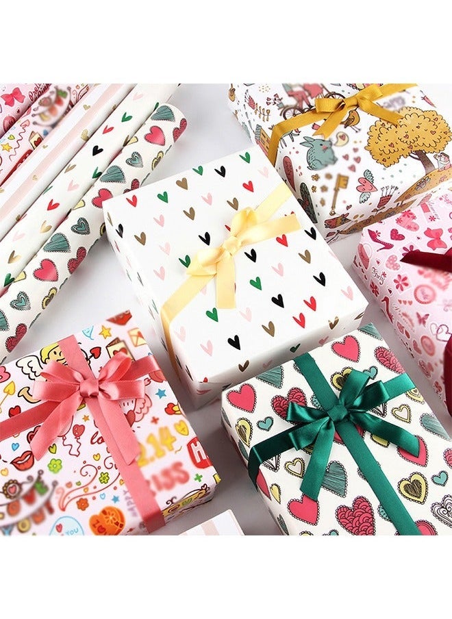 6 Sheets Gift Wrapping Paper Birthday Wrapping Paper for Couple Gift Set Size 70cmX50cm Multicolour - Image 4