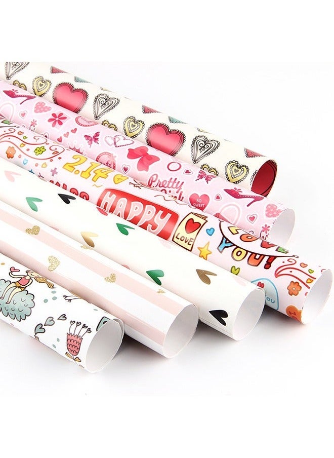 6 Sheets Gift Wrapping Paper Birthday Wrapping Paper for Couple Gift Set Size 70cmX50cm Multicolour - Image 3
