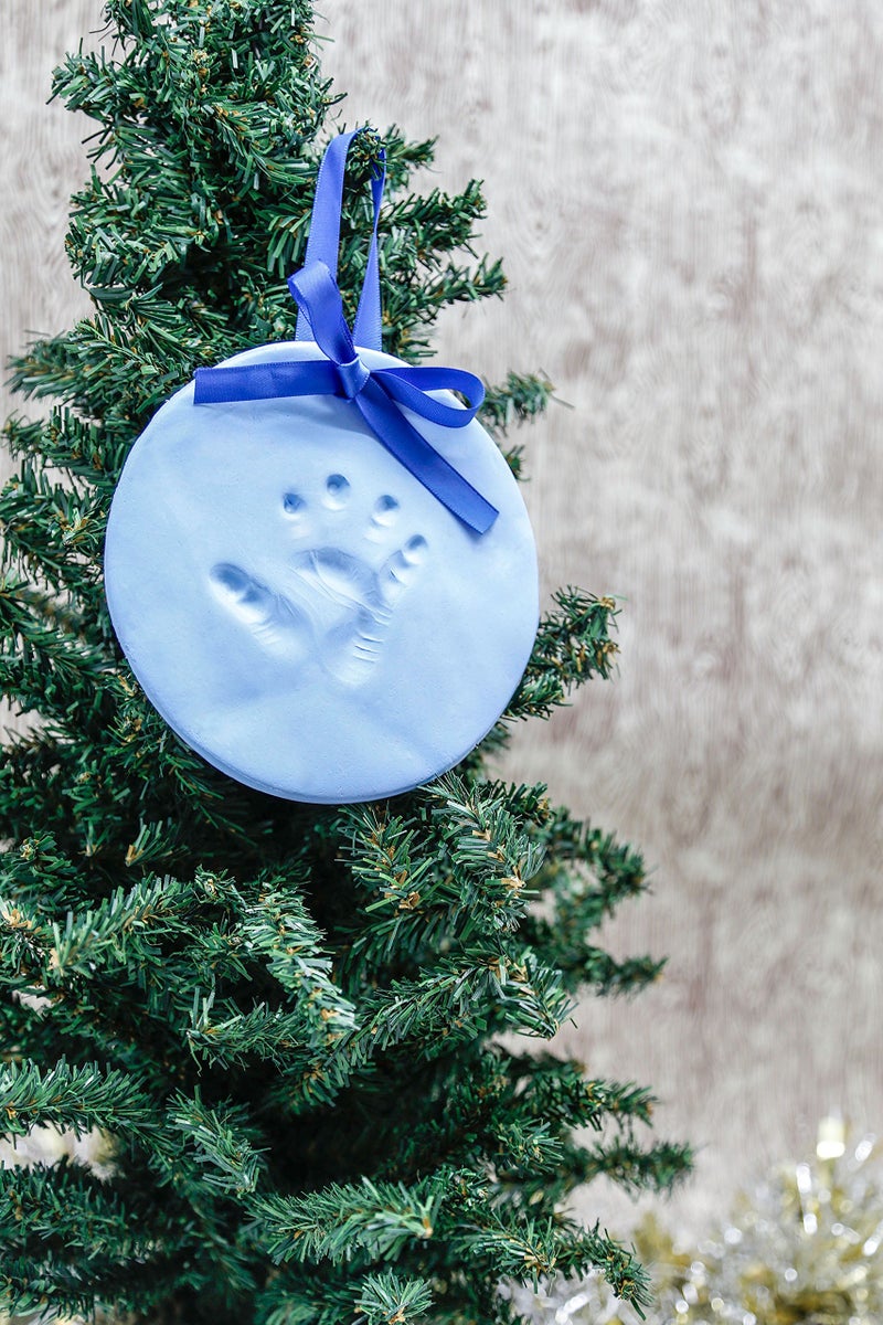 Tiny Ideas Newborn Handprint or Footprint DIY Keepsake Ornament Kit, Baby Boy Nursery DÃ©cor, Gift for Expecting Parents, Blue - Image 2
