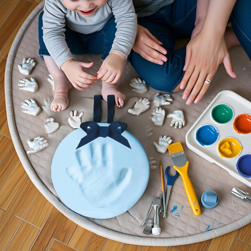 Tiny Ideas Newborn Handprint or Footprint DIY Keepsake Ornament Kit, Baby Boy Nursery DÃ©cor, Gift for Expecting Parents, Blue - Image 5