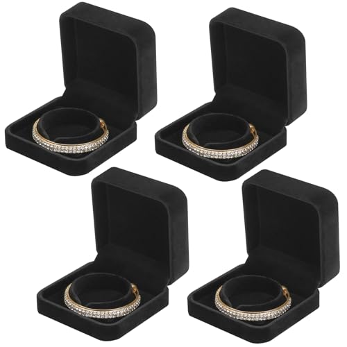 LETURE 4 Pieces Classic Velvet Bracelet Bangle Pendant Necklace Gift Box, Travel Jewelry Box Display Storage Case for Gift, Wedding, Engagement, Proposal, Birthday (Bracelet STYLE 1-4PCS) - Image 1
