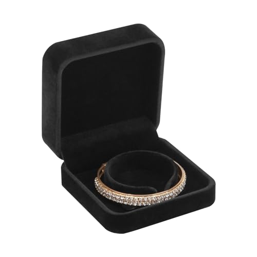LETURE 4 Pieces Classic Velvet Bracelet Bangle Pendant Necklace Gift Box, Travel Jewelry Box Display Storage Case for Gift, Wedding, Engagement, Proposal, Birthday (Bracelet STYLE 1-4PCS) - Image 5