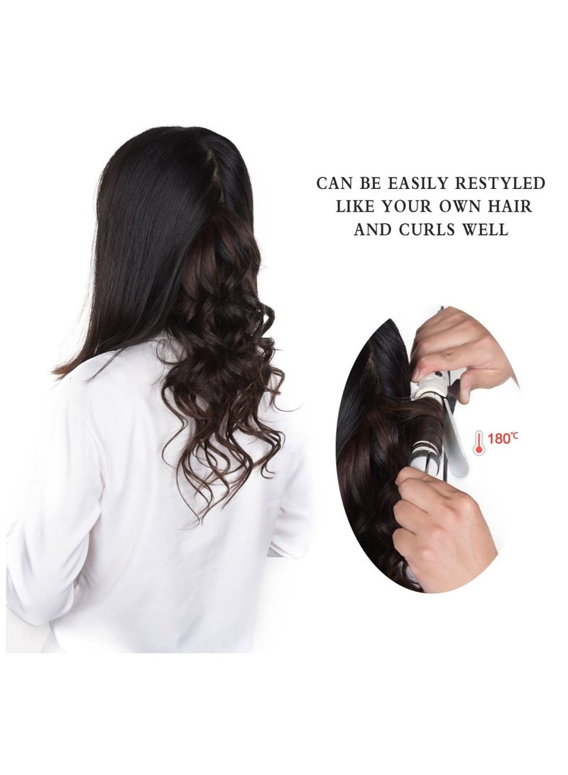 إستيل وصلات شعر بشري ريمي للسيدات مشبك شعر بشري طويل مستقيم حريري على وصلات 100 جرام 4 قطع أسود نفاث رقم 1 - Image 3