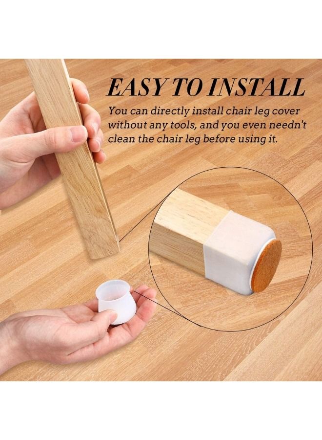 12 Pcs Chair Leg Protectors for Hardwood Floors, Transparent Silicone Chair Leg Floor Protectors Chair Leg Caps with Felt Bottom Furniture Leg Covers Protect Floors from Scratches Reduce Noise - Image 3