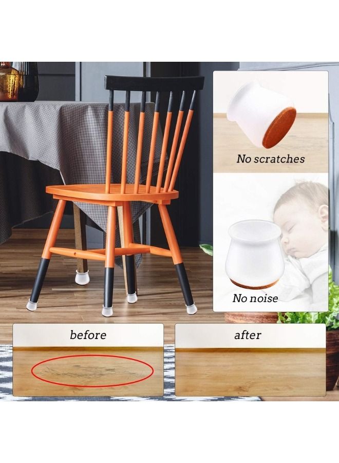 12 Pcs Chair Leg Protectors for Hardwood Floors, Transparent Silicone Chair Leg Floor Protectors Chair Leg Caps with Felt Bottom Furniture Leg Covers Protect Floors from Scratches Reduce Noise - Image 4