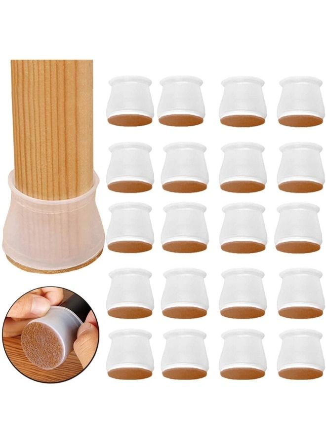 12 Pcs Chair Leg Protectors for Hardwood Floors, Transparent Silicone Chair Leg Floor Protectors Chair Leg Caps with Felt Bottom Furniture Leg Covers Protect Floors from Scratches Reduce Noise - Image 1
