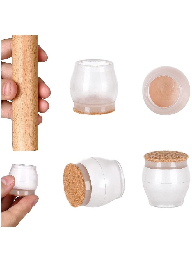 12 Pcs Chair Leg Protectors for Hardwood Floors, Transparent Silicone Chair Leg Floor Protectors Chair Leg Caps with Felt Bottom Furniture Leg Covers Protect Floors from Scratches Reduce Noise - Image 2