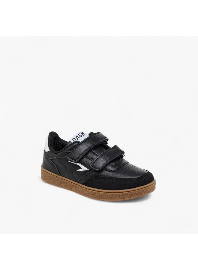 Dash Boys Panelled Sneakers with Hook and Loop Closure