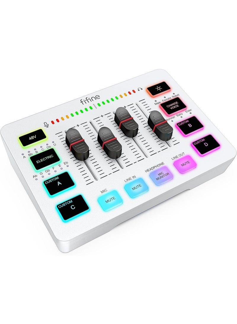 FIFINE Audio Mixer, Gaming Streaming PC Mixer with Slider Fader, XLR Microphone Interface, Monitoring, for Video/Game Voice/Podcast Recording-AmpliGame SC3W - Image 1