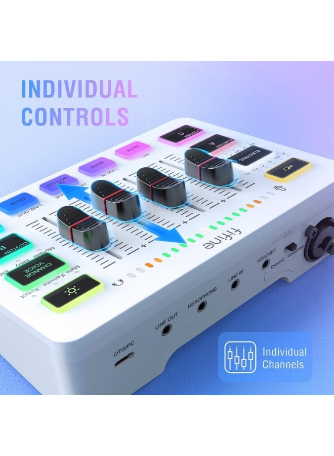 FIFINE Audio Mixer, Gaming Streaming PC Mixer with Slider Fader, XLR Microphone Interface, Monitoring, for Video/Game Voice/Podcast Recording-AmpliGame SC3W - Image 3