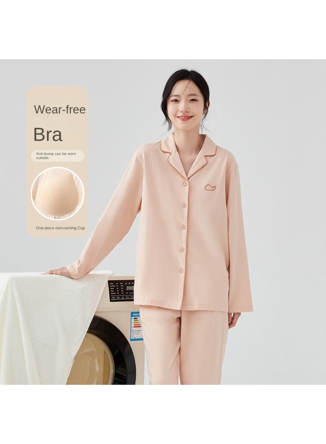 Top melon Braless 100% Cotton】spring And Autumn Women's Cardigan Long-sleeve Loungewear For Outdoor Wear Pure Cotton Pajamas - Image 2