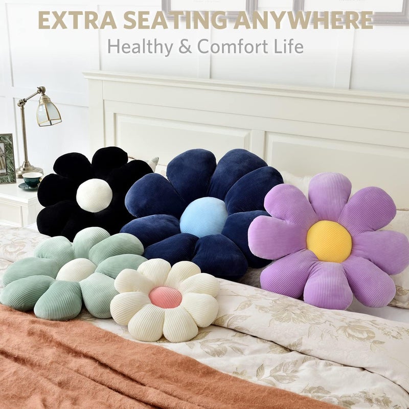 AVS Flower Shaped Floor Pillow Flower Round Filled Cushion Pillow Beautiful Cushion for Sofa BedroomThrow Pillow Living RoomOffice Back Cushion Pack of 5 35 Cm Pink - Image 3