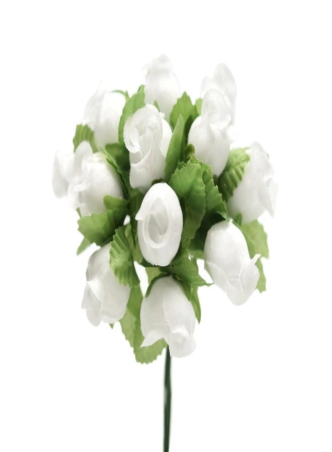 GiftWrap Etc. White Artificial Silk Flower Roses - 12 Mini Bouquets of 12 Rosebuds, 144 Rosebuds Total, Wedding, Reception, Anniversary, Wreath, Bridal Shower - Image 1