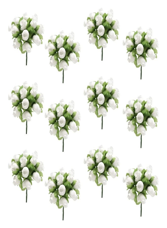 GiftWrap Etc. White Artificial Silk Flower Roses - 12 Mini Bouquets of 12 Rosebuds, 144 Rosebuds Total, Wedding, Reception, Anniversary, Wreath, Bridal Shower - Image 2