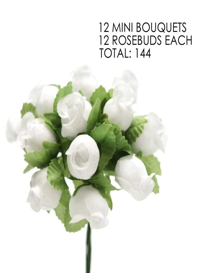 GiftWrap Etc. White Artificial Silk Flower Roses - 12 Mini Bouquets of 12 Rosebuds, 144 Rosebuds Total, Wedding, Reception, Anniversary, Wreath, Bridal Shower - Image 5
