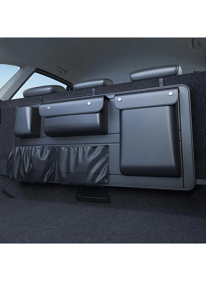 Black Faux Leather Car Trunk Organizer Foldable Storage Box Multi Functional Auto Boot Organizer For SUV Sedan And Hatchback Spacious Interior Cargo Bag For Vehicle - Image 5