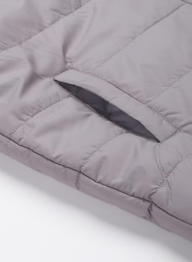 Dennis Lingo Grey Regular Fit Men's Striped Mock Neck Polyester Jacket with Zipper Closure  - Image 3