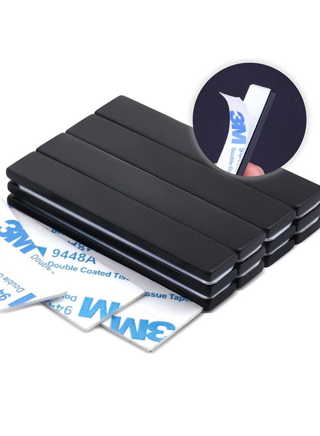 MIKEDE Black Rare Earth Neodymium Magnets, 6 Pack Strong Heavy Duty Bar Magnets with Double-Sided Adhesive, Powerful Pull Force, Perfect for Garage, Kitchen, Science, Craft, Office - 60 x 10 x 3 mm - Image 2