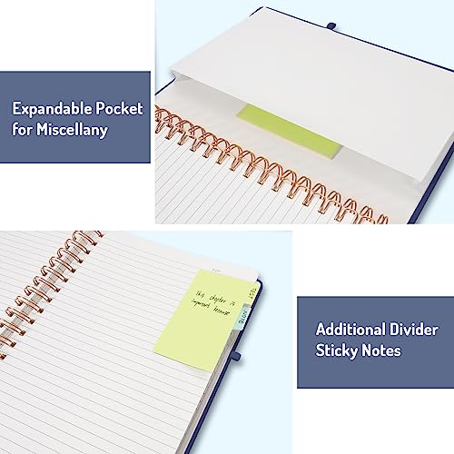 Forvencer Lined Spiral Journal Notebook with 300 Numbered Pages, B5 College Ruled Thick Journals for Writing with 100GSM Paper, Hardcover Notebooks with Contents for Work, School, Women, Men, Navy - Image 5