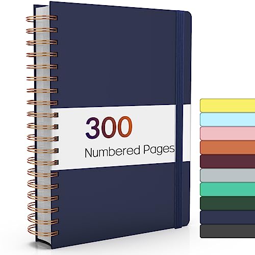 Forvencer Lined Spiral Journal Notebook with 300 Numbered Pages, B5 College Ruled Thick Journals for Writing with 100GSM Paper, Hardcover Notebooks with Contents for Work, School, Women, Men, Navy - Image 1