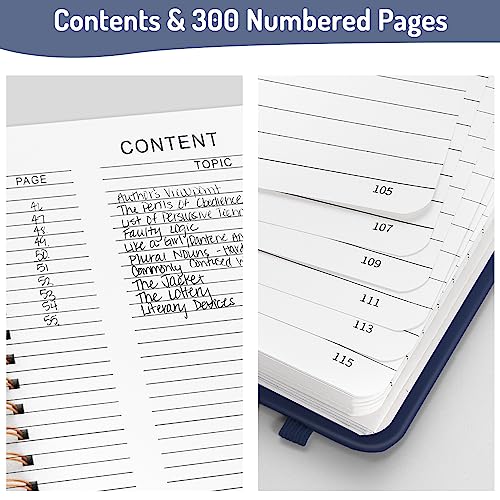 Forvencer Lined Spiral Journal Notebook with 300 Numbered Pages, B5 College Ruled Thick Journals for Writing with 100GSM Paper, Hardcover Notebooks with Contents for Work, School, Women, Men, Navy - Image 2