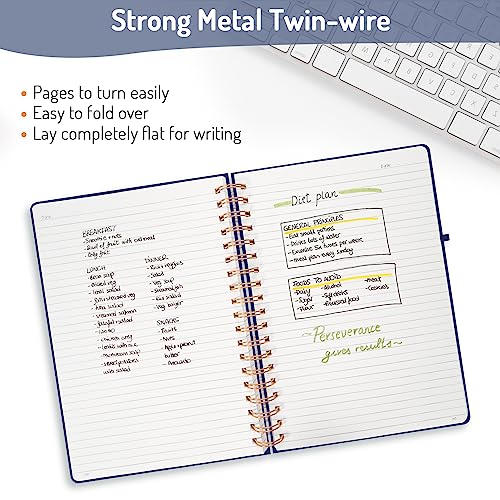 Forvencer Lined Spiral Journal Notebook with 300 Numbered Pages, B5 College Ruled Thick Journals for Writing with 100GSM Paper, Hardcover Notebooks with Contents for Work, School, Women, Men, Navy - Image 3