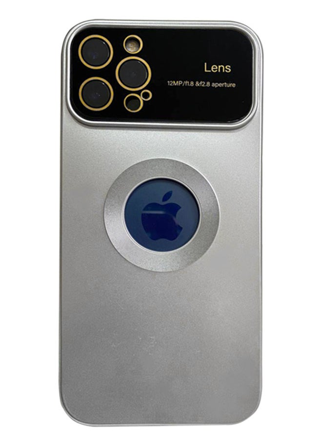 Generic - iPhone 15 Pro Max Case Metallic Color Silicone Cover With Camera Lens Protector For iPhone 15 Pro Max - Silver - Image 1