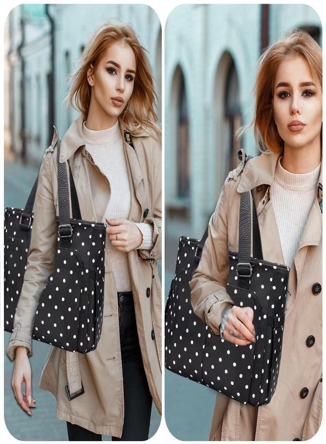 HSHRICH Lunch Bag Lunch Box Women - Large Tote Lunch Bags Men Women: Leakproof Insulated Lunch Cooler Bag for Adults 14L, White Dots - Image 5