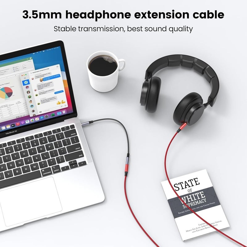 MOSWAG 3.5mm Male to Female Extension Cable with Microphone Stereo Audio Adapter Nylon Braided Compatible for Home/Car Stereos Smartphones Headphones Tablets Media Players and More - Image 5