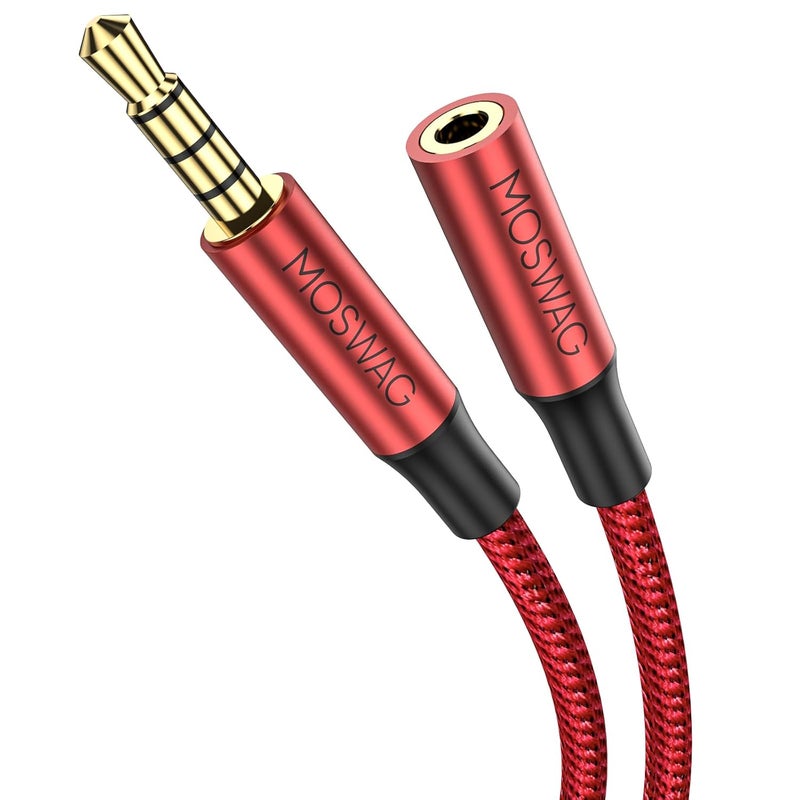 MOSWAG 3.5mm Male to Female Extension Cable with Microphone Stereo Audio Adapter Nylon Braided Compatible for Home/Car Stereos Smartphones Headphones Tablets Media Players and More - Image 1