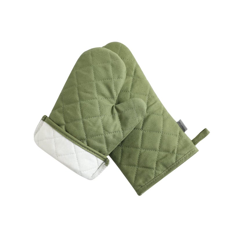 M MIAOYAN Oven Mitts and Pot Holders 4 pcs Set High Heat Resistant 500 Degree Extra Thicken Long Kitchen Cotton Oven Glove for Cooking (12 Inch Green) - Image 5