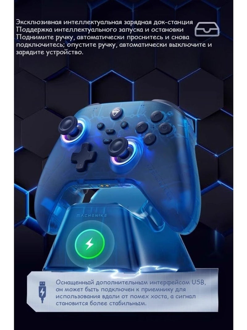 Machenike G3 V2 Pro Three-Mode Game Controller with Adjustable-Force Hall Joystick and Charging Dock, Pink - Image 2