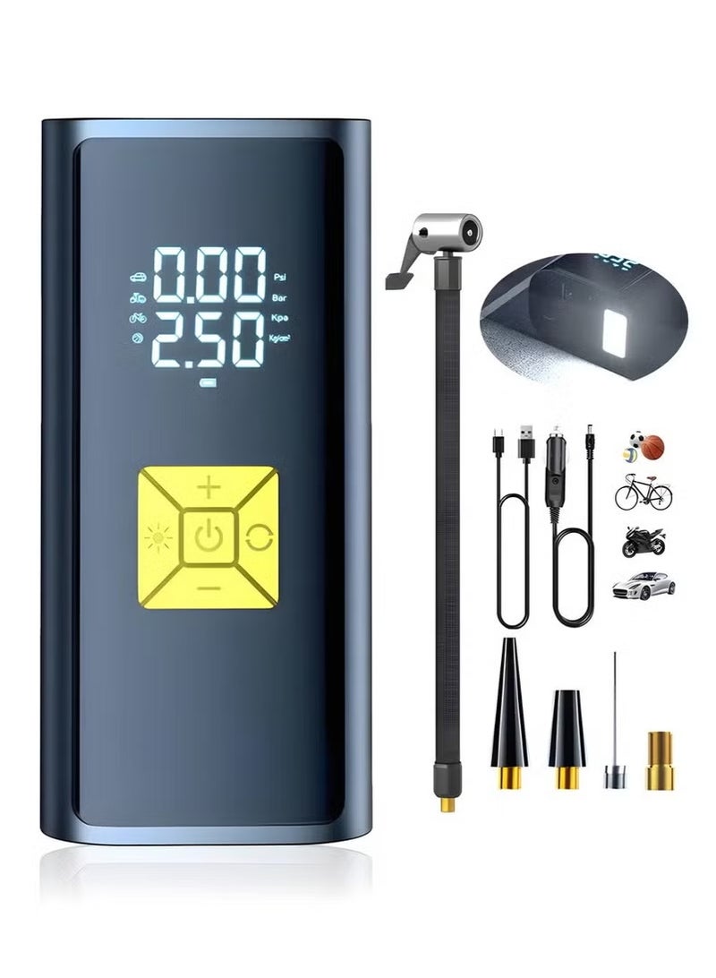 JAJEEK Portable Car Air Pump Tyre Inflator Air Compressor with Auto Stop and Bright LED Light – Fast 150 PSI Inflation with Dual LCD Screen Display | Compact & Rechargeable for Car, Bicycle, Motorcycle, Sports Ball, Air Mattress - Image 1